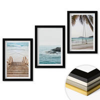 WANDBILDER 3er-Set - 20x30 cm Schwarzer Rahmen - Treppe Strand Meer Schaukel - Schwarz, Kunststoff (20/30cm) - ArtPrintCave
