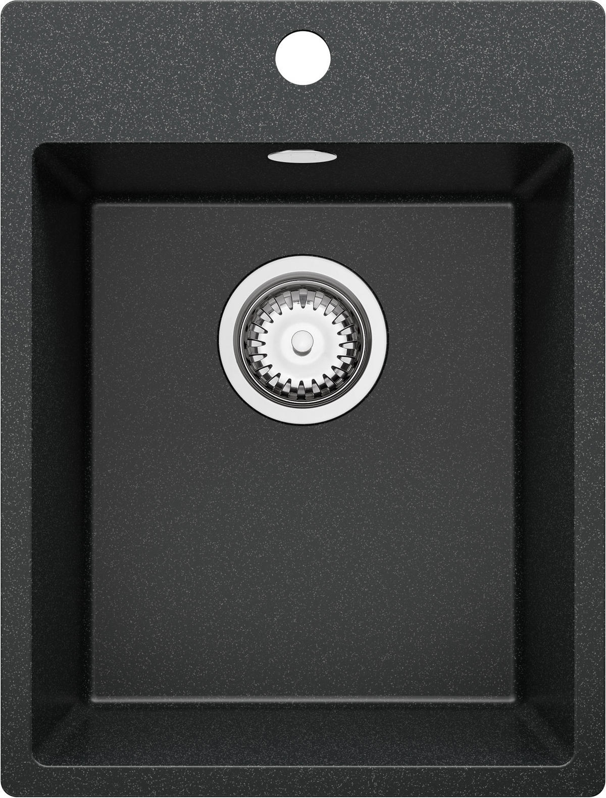 SPÜLBECKEN Riga, 2-er set Anthrazit 38/50 cm 1 Becken + Ablauf-Set ab 40er Unterschrank - Chromfarben/Anthrazit, Kunststoff (38/20/50cm) - Primagran