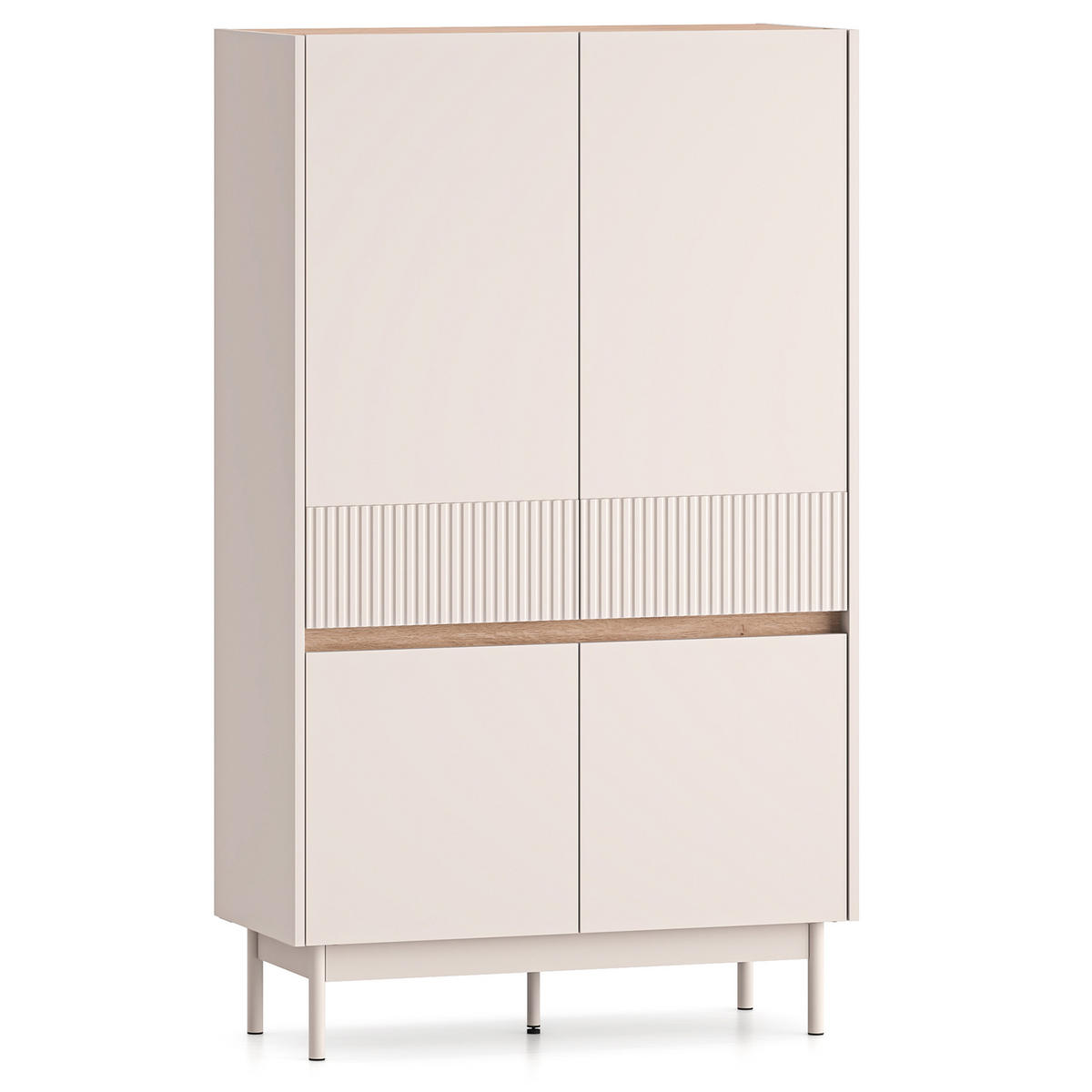 KOMMODE NALIA, Creme/Eiche - Eichefarben/Creme, Holzwerkstoff/Metall (92/156/40cm) - KONSIMO®