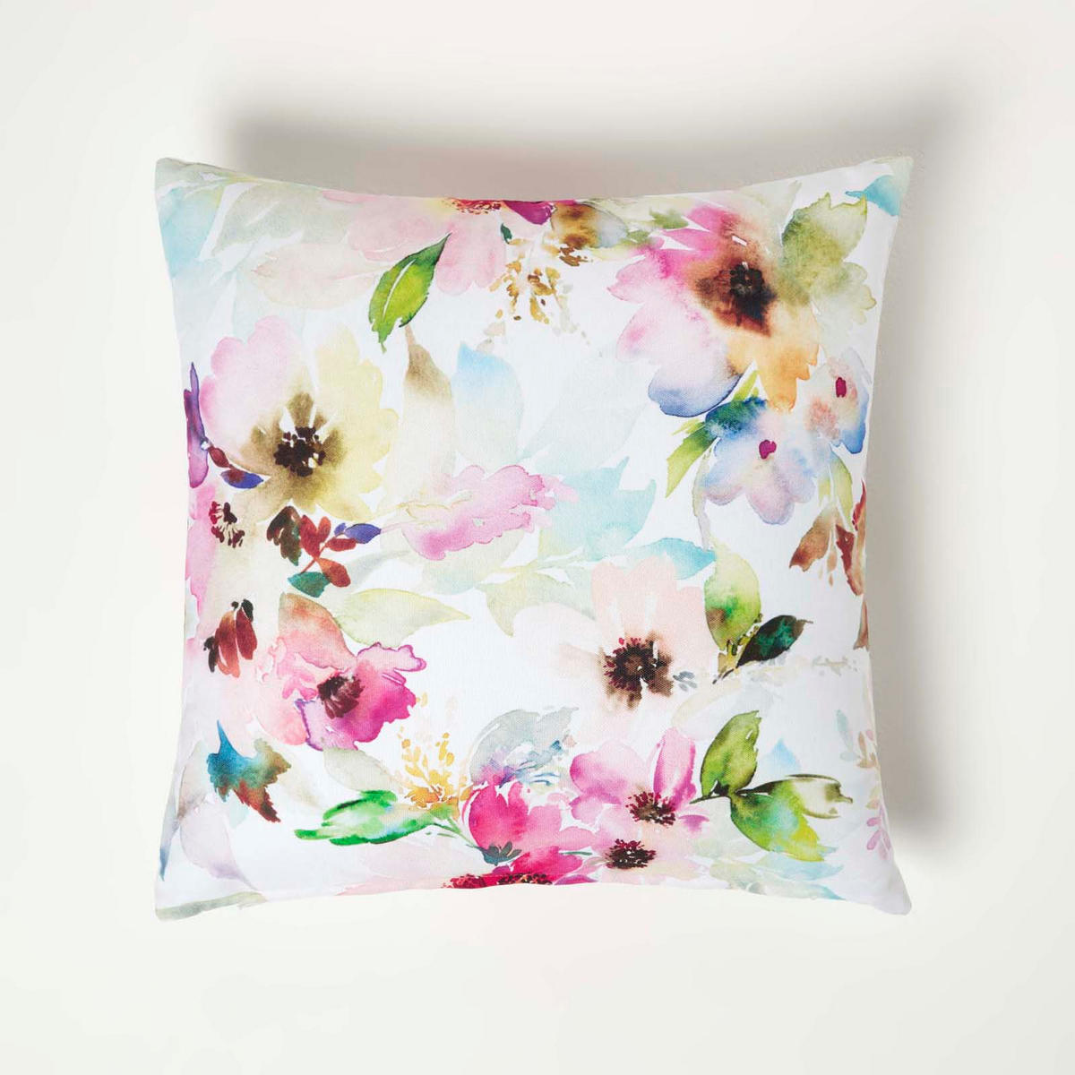 OUTDOOR-KISSEN 2er-Set 45/45 cm – Aquarell-Blumen - Multicolor, Textil (45/45cm) - Homescapes
