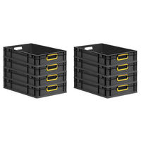 EUROBOX 8x NextGen Color 12x40x60 cm 23 Liter Griffe gelb offen, Schwarz - Gelb/Schwarz, Kunststoff (40/12/60cm) - PROREGAL