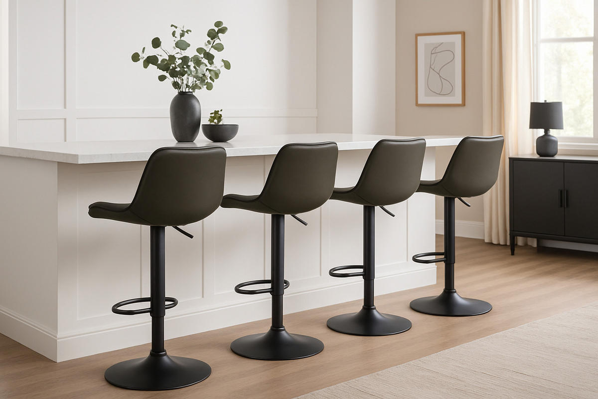 BARHOCKER Minerva Kunstleder schwarz - Schwarz, Kunststoff/Metall (48/105/54cm) - TPFLiving