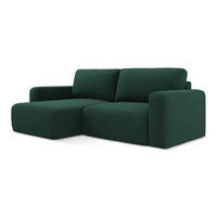 ECKSOFA mit Schlaffunktion links Strukturstoff Stoff Grün - Dunkelgrün/Schwarz, Kunststoff/Textil (149/244cm) - LaMiaSofa