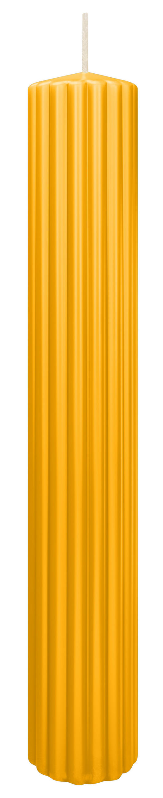 RILLEN KERZEN Gelb 300 x Ø 45 mm, 4 Stück - Gelb, Paraffin (8/15/15cm) - Wiedemann Kerzen