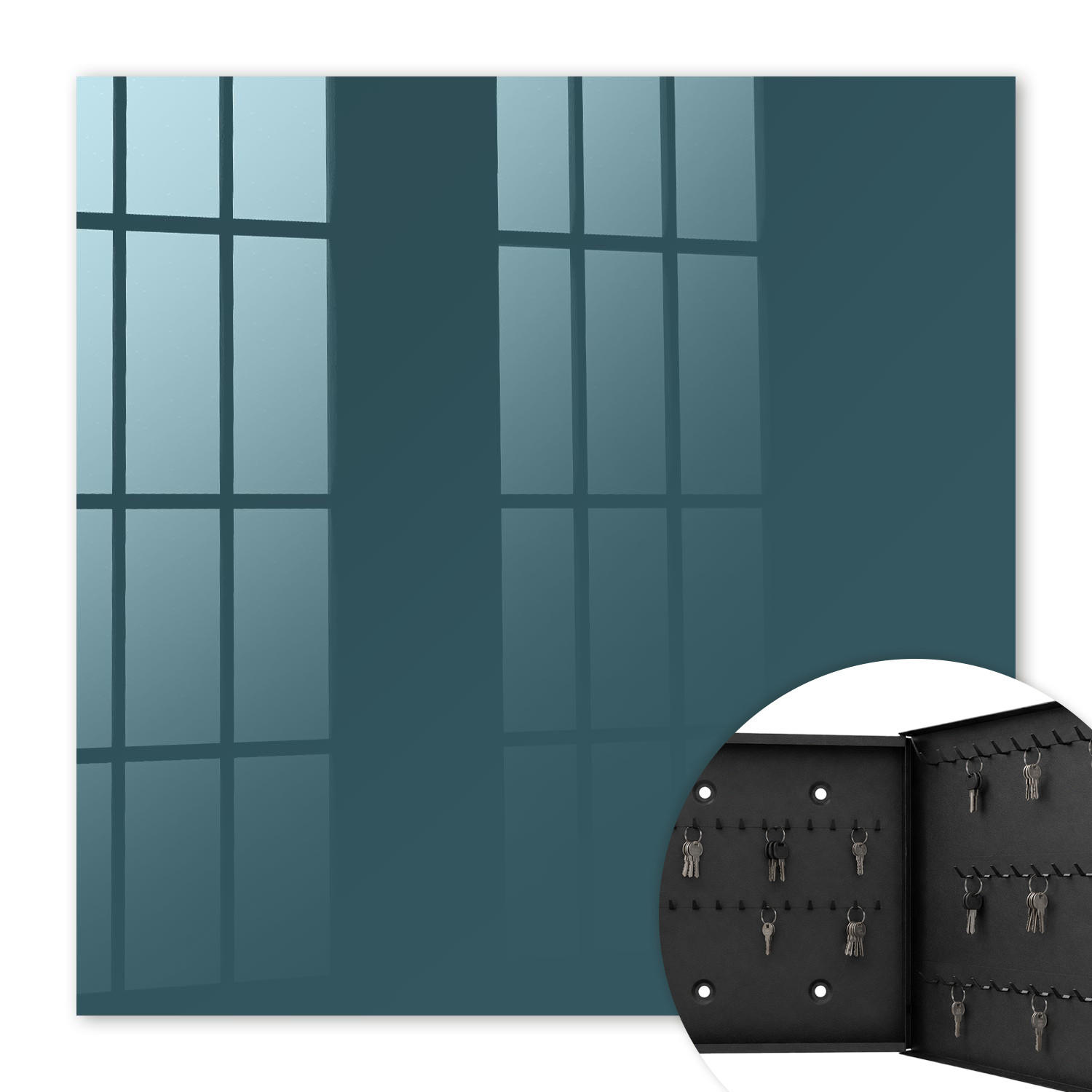 SCHLÜSSELBOX Schwarz 30x30 cm- Türöffnung nach rechts - Dunkeltürkis - Türkis, Metall (30/30/5cm) - TULUP