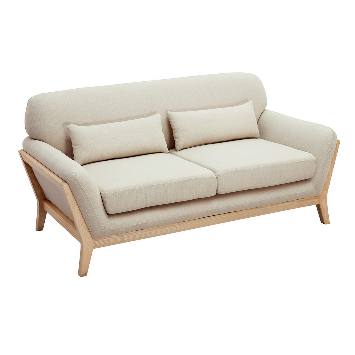 SOFA Skandinavisch 2 Pl?tze Beiger Stoff YOKO - Naturfarben, Textil (85/79/159cm) - Miliboo