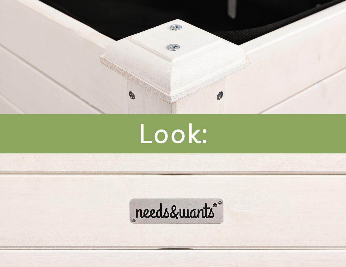 HOCHBEET aus Holz für Garten & Balkon, rechteckig mit Vlies-Folie - Weiß, Holz (100/75/50cm) - needs&wants