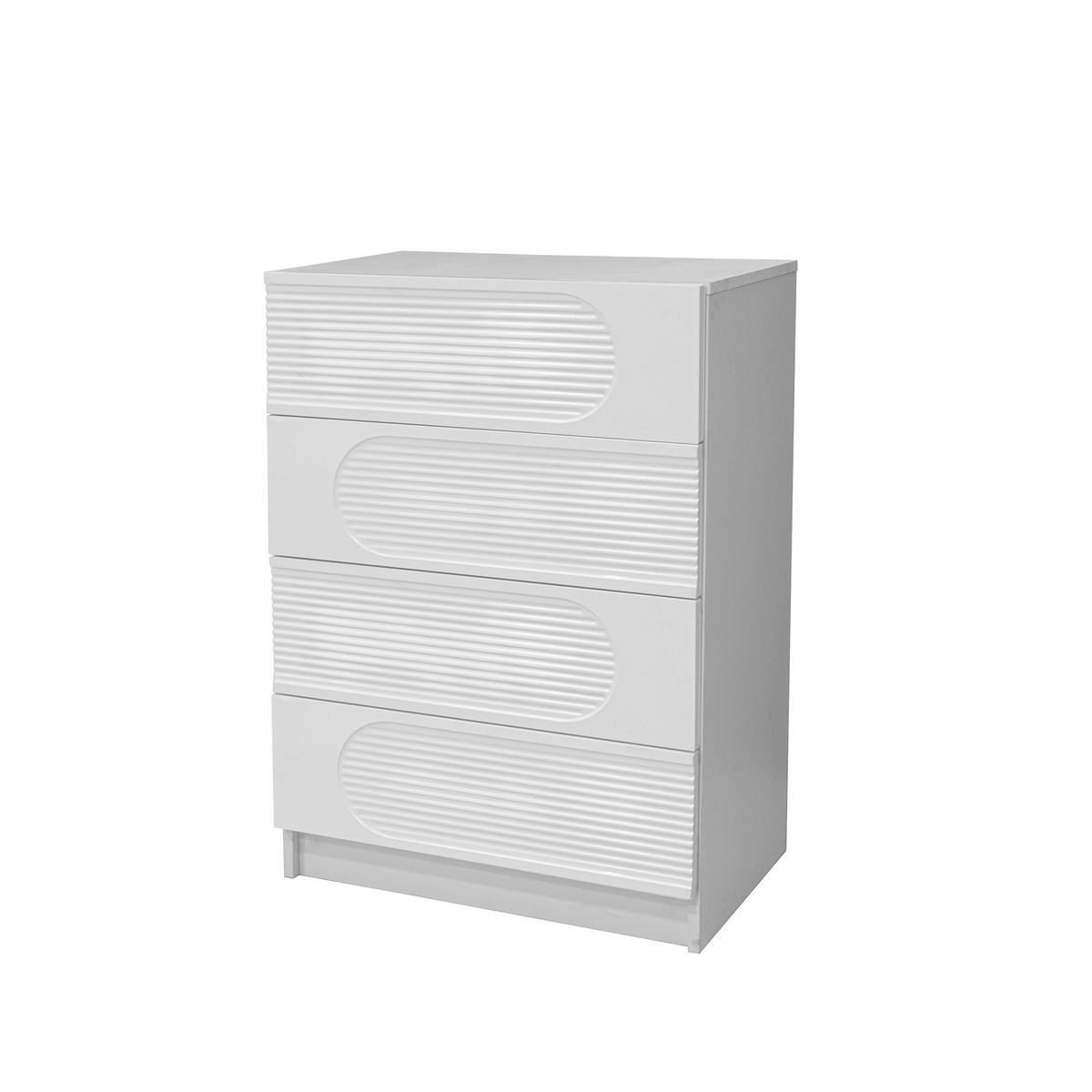 KOMMODE 60/38,5/85 cm mit 4 Schubladen – weiss, Hochglanz-Fronten - Weiß, Holzwerkstoff (60/85/38.5cm) - BEAOK