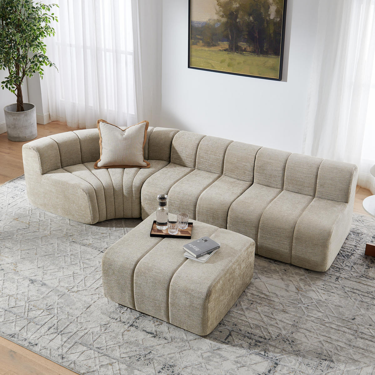 ECKSOFA DE-34633 4-Sitzer modular Braun - Braun, Textil (189/283cm) - ComfortXL