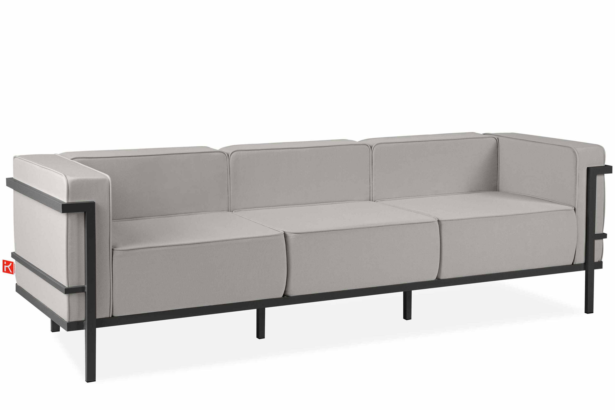 GARTENSOFA TRIGLO 3-Personen, Stahlrahmen, Modern, Dunkelgrau/Hellgrau - Dunkelgrau/Hellgrau, Textil/Metall (229/70/69cm) - KONSIMO®