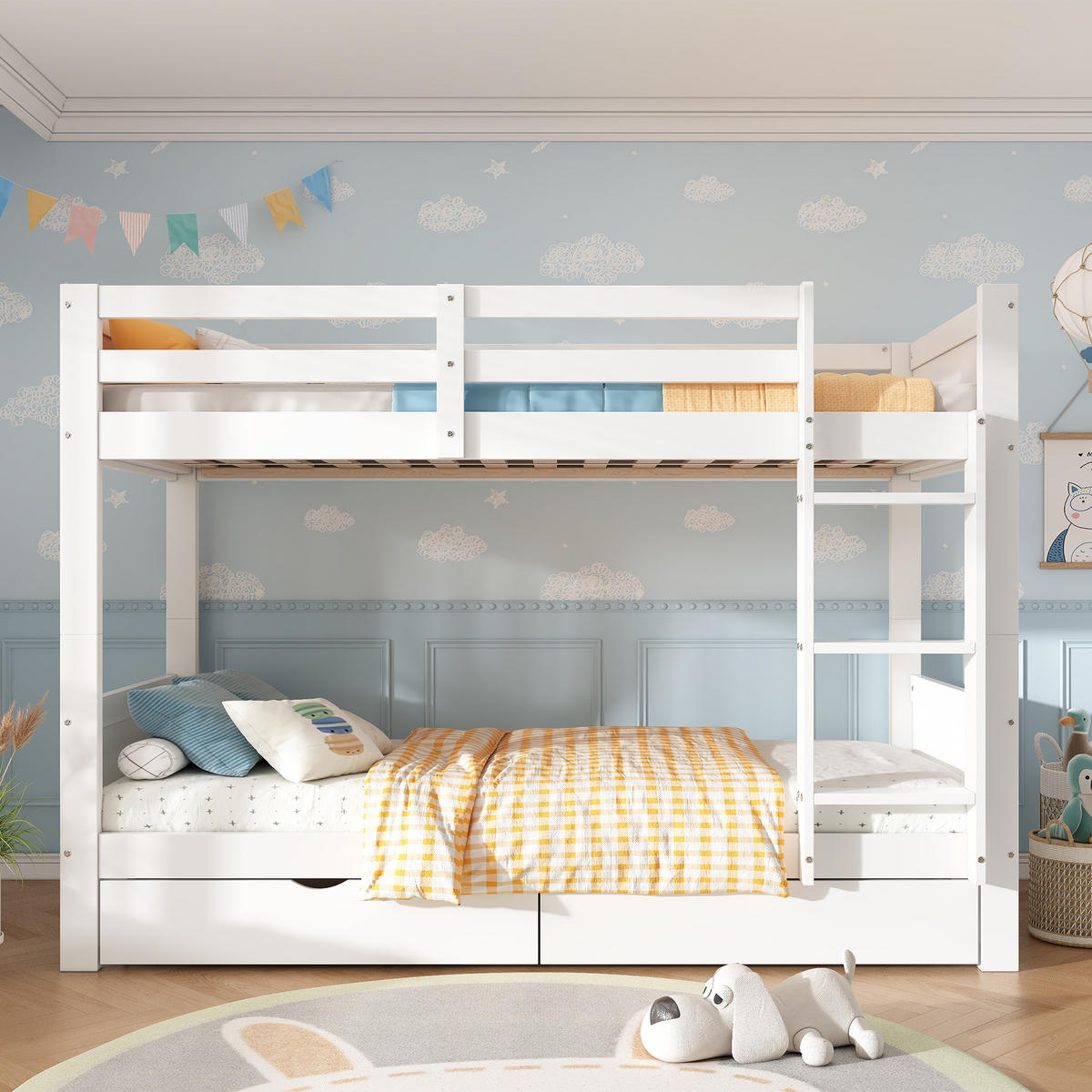 ETAGENBETT 90/200 cm teilbar in 2 Einzelbetten, DE-41730, in Weiß - Weiß, Holzwerkstoff (90/200cm) - ComfortXL
