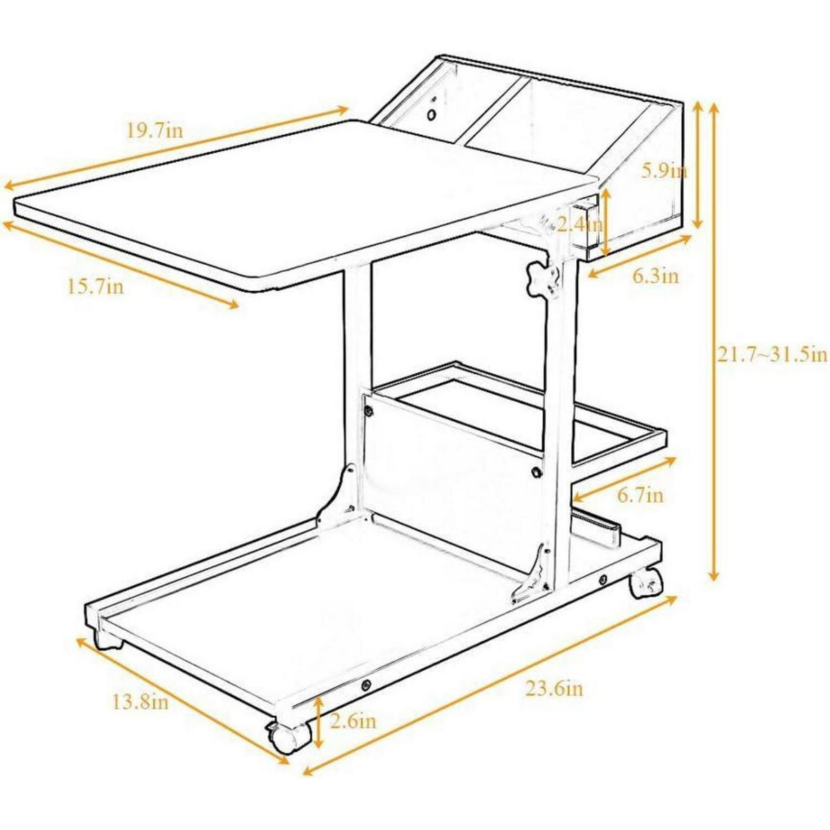BEISTELLTISCH verstellbar mit Rollen Schwarz 40 x 40 cm - Schwarz, Metall (40/50/55cm)