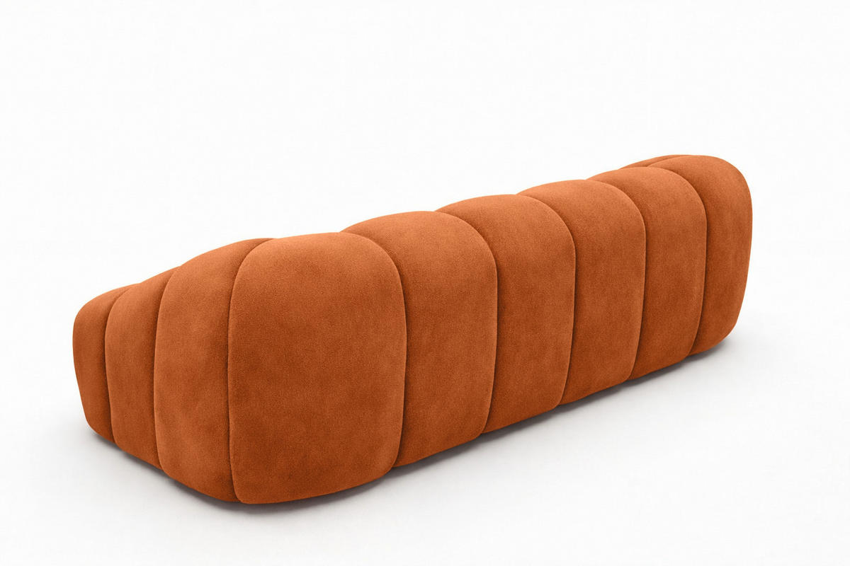 SOFA 3-Sitzer modular, Veloursstoff Bluvel, Zimtfarbe, CROISSANT - Orange, Holz (240/72/115cm) - Kaiser Möbel