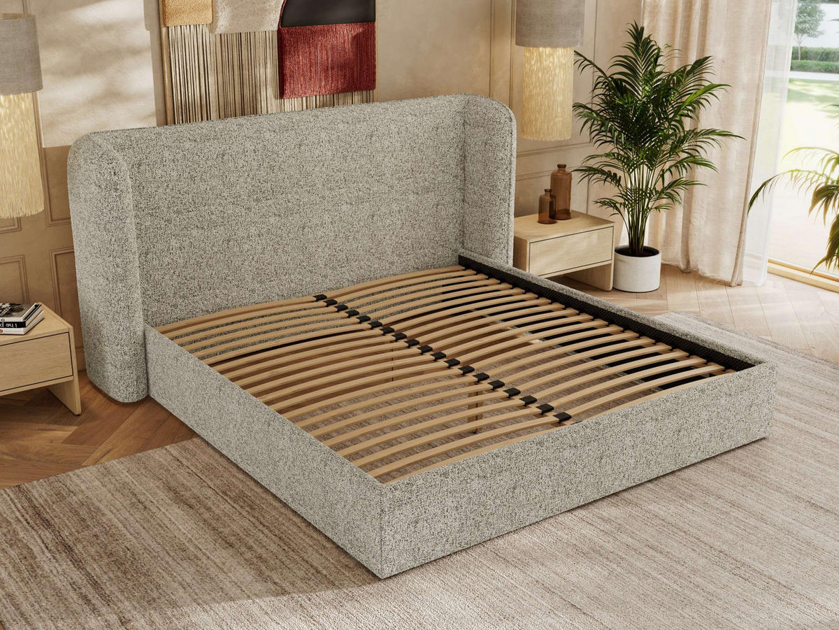 POLSTERBETT EMORA CLASSIC 200/200 - Beige Strukture - Pocket-Matratze - Beige, Textil (200/200cm) - MKS