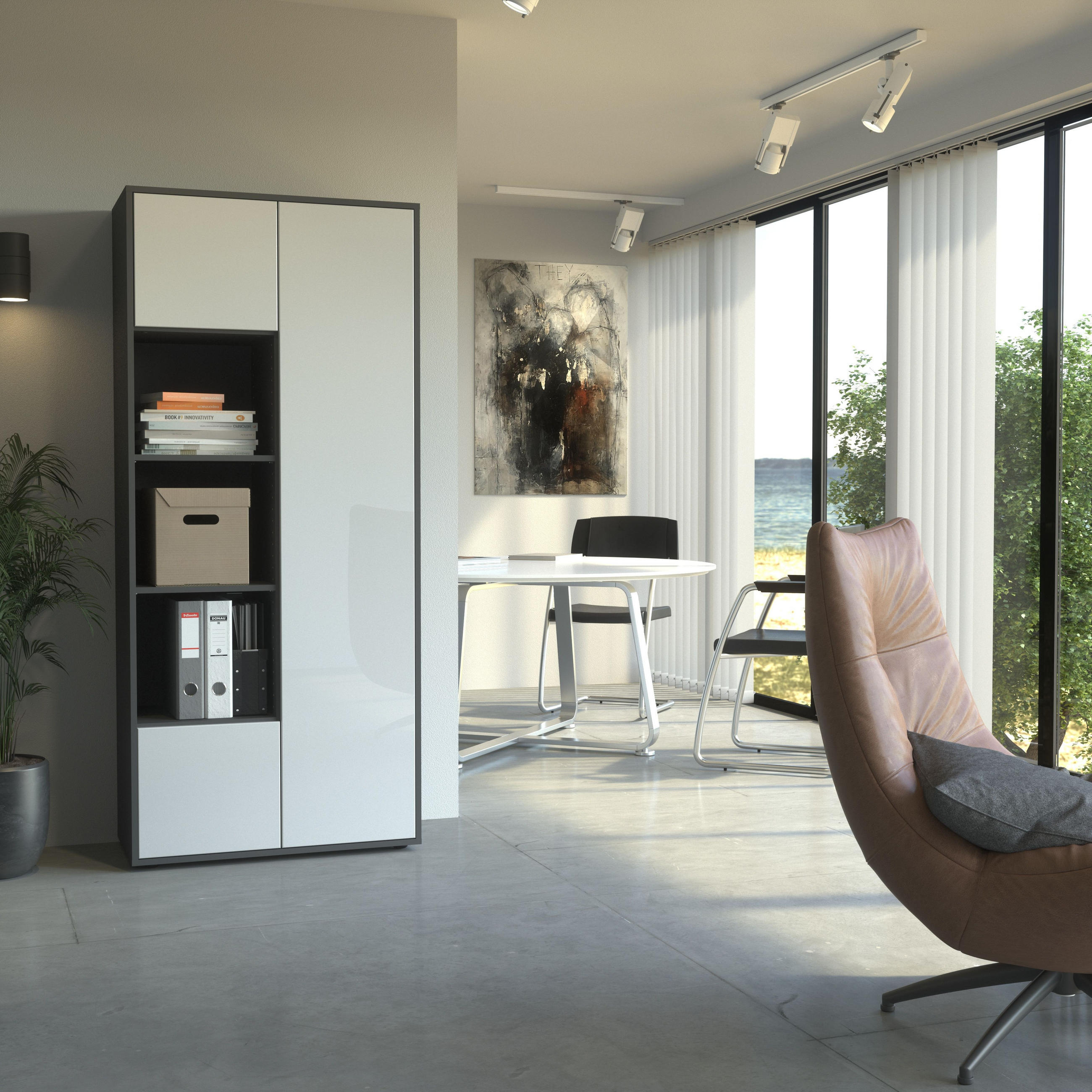 AKTENSCHRANK Amira T30 Weiß Hochglanz 180/80/40 cm - Weiß Hochglanz, Holzwerkstoff (80/180/40cm) - SIMPLYFURN