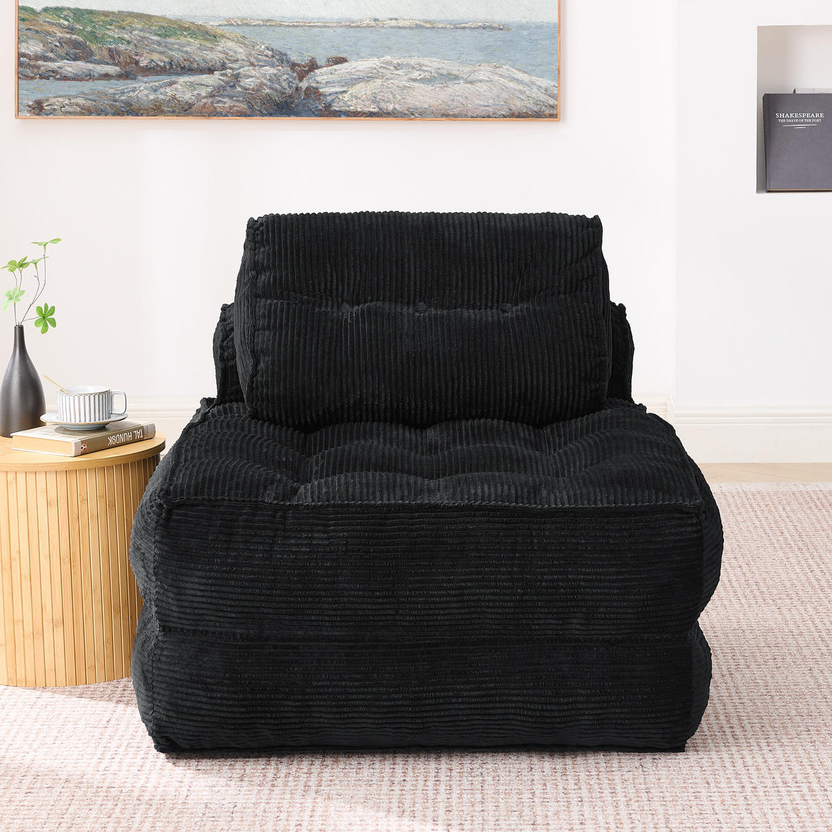 KLAPPSOFA 2-in-1，mit verstellbarer Rückenlehne, Schwarz - Schwarz, Textil (85/74.8/85cm) - Vallsero