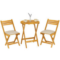 BALKONMÖBEL SET DE-07344 klappbar mit FSC-Holz und Sitzkissen Natur/Beige - Naturfarben, Holz - ComfortXL