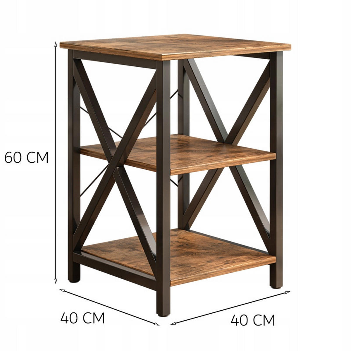 COUCHTISCH, braun 40/40/60 cm - Dunkelbraun, Holzwerkstoff (40/40/60cm) - Rebiko