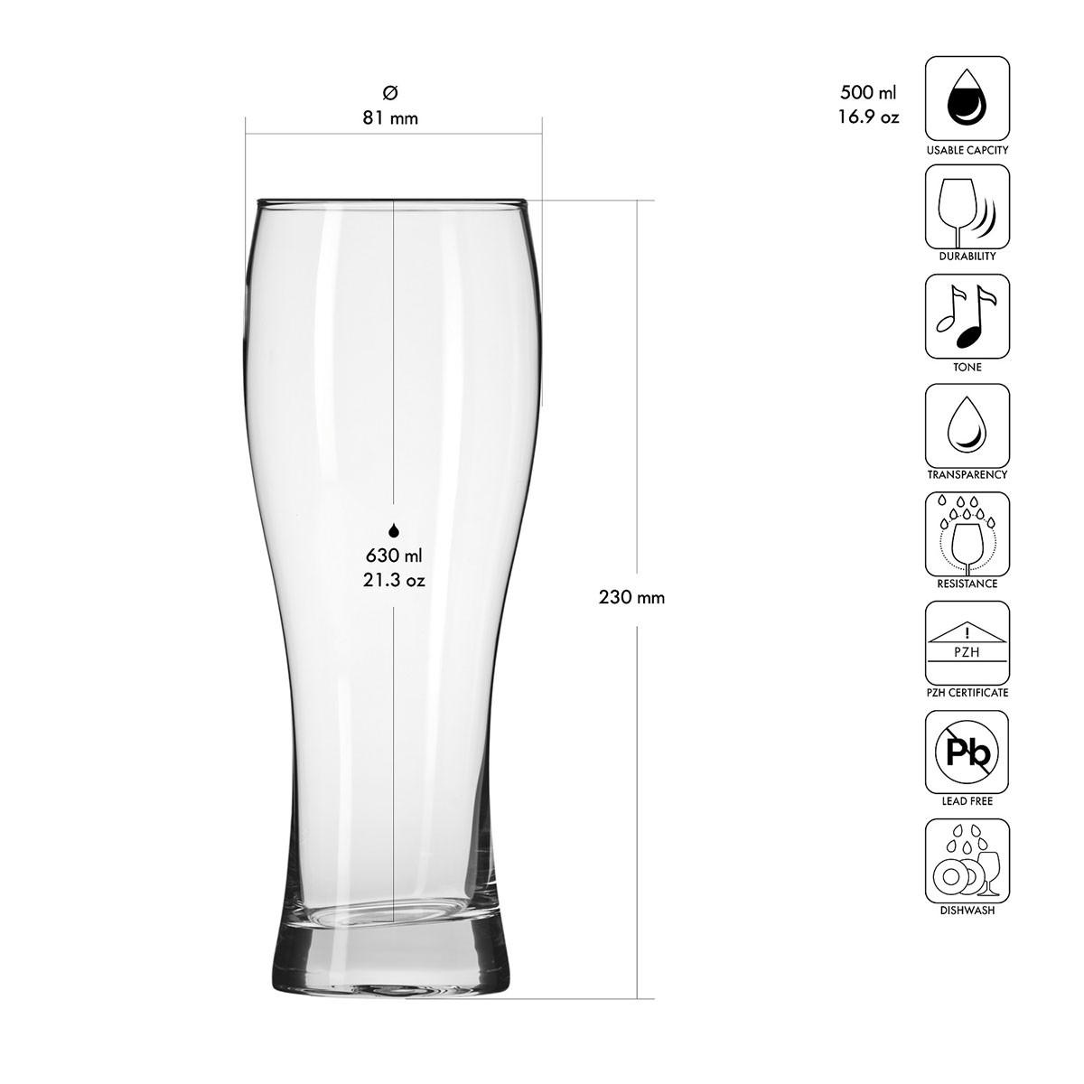 BIERGLÄSER UND WEIZENGLÄSER Chill, 6er-Set, 500 ml - Transparent, Glas (0.63L) - Krosno Glass