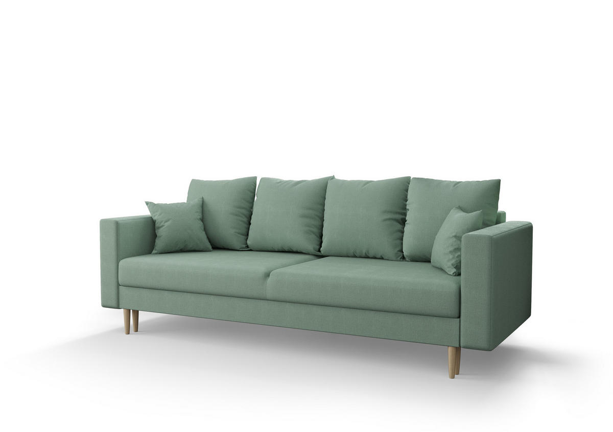 SOFA KRISTI mit Schlaffunktion COSMIC 16 Sofa mit Stauraum - Hellgrün, Textil (90/87/230cm) - Bedante