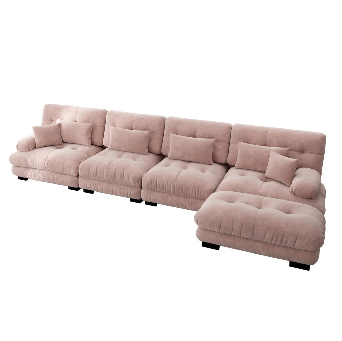 SOFA modular L-Form/U-Form Chenille Pink 5-tlg. - Pink, Kunststoff (145/406.1cm) - Meubliv