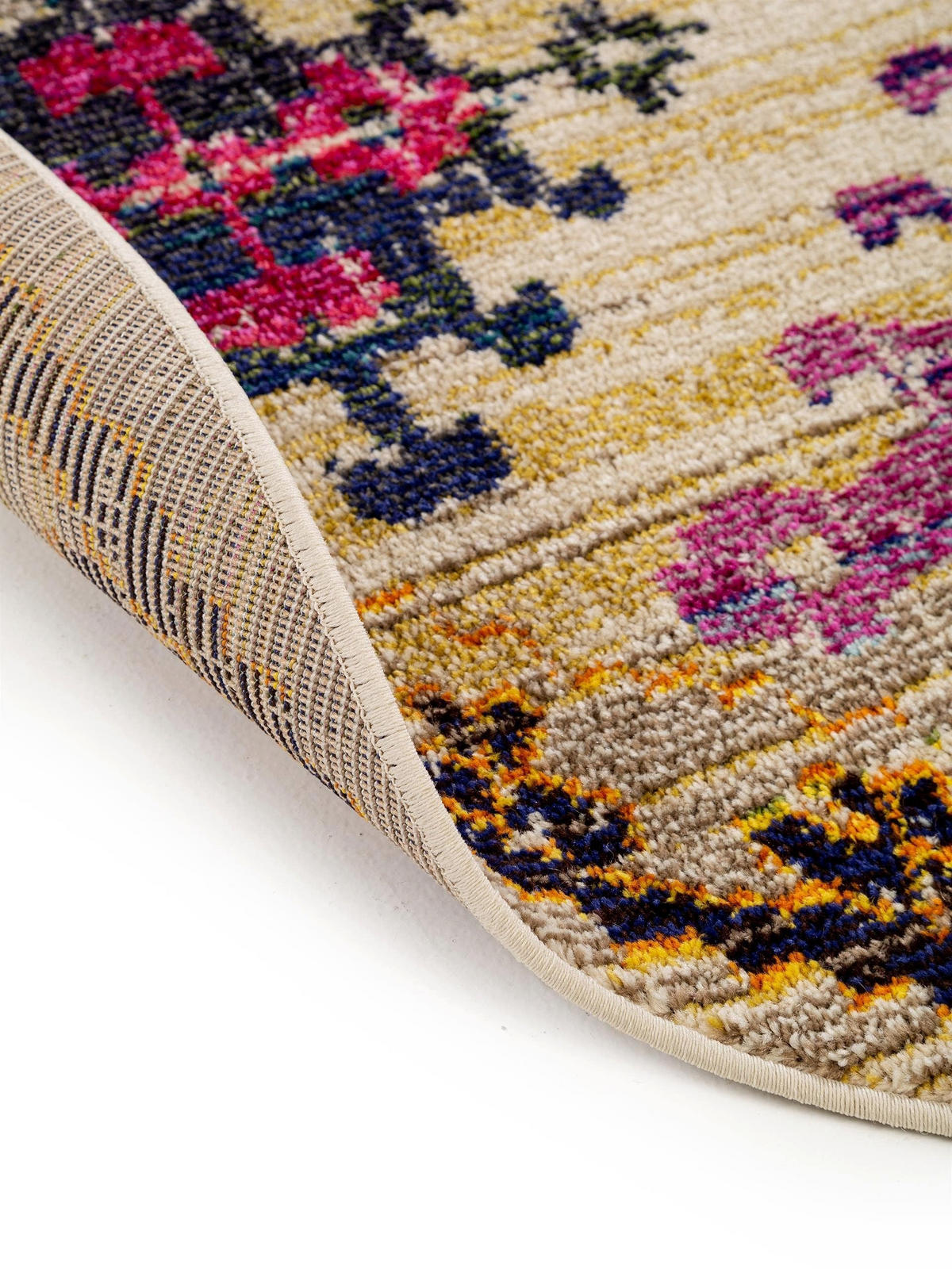 TEPPICH Casa Multicolor/Beige ø 120 cm rund - Multicolor, Textil (120/120cm) - benuta Nest