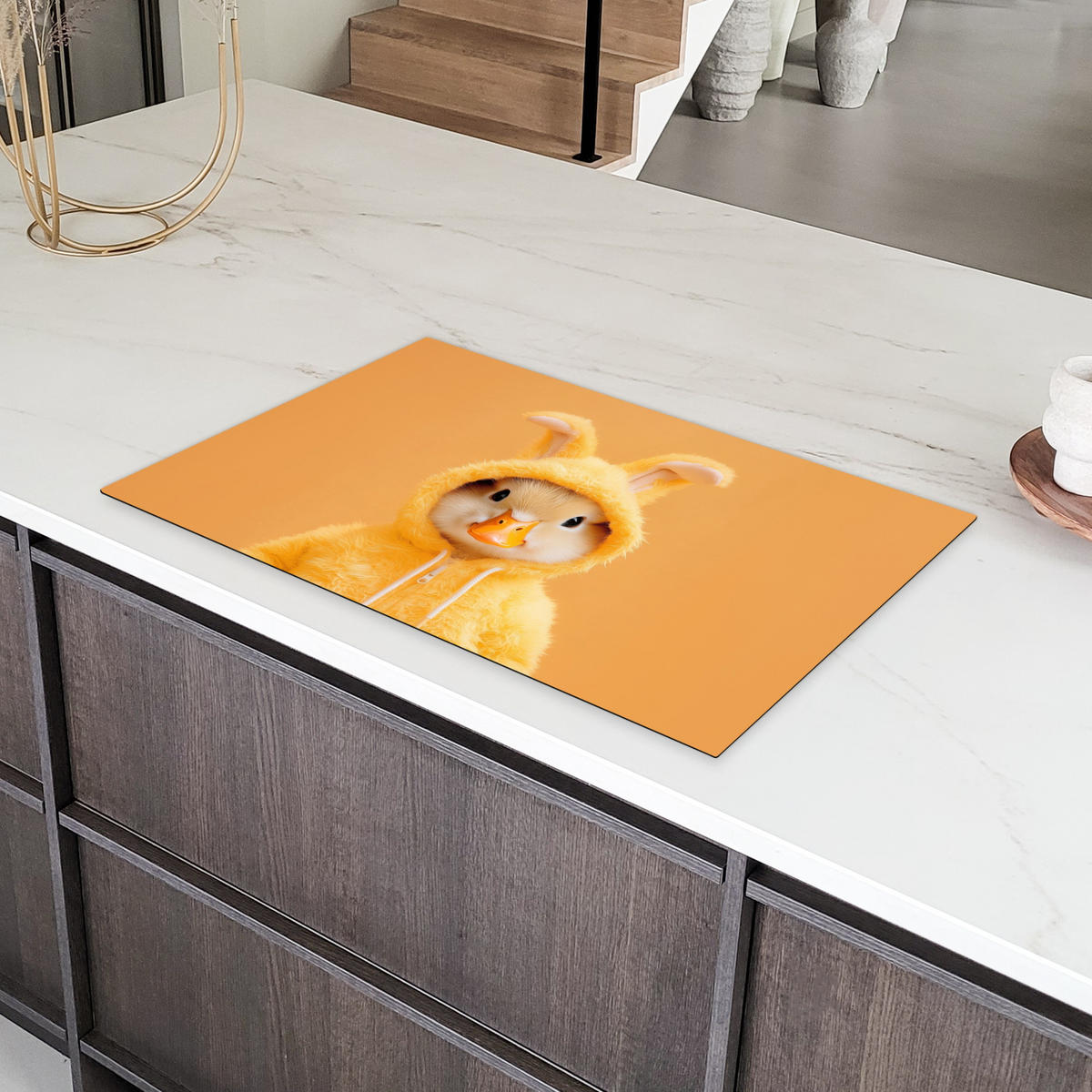 HERDABDECKPLATTE Osterhase - Kostüm - Ente Ceranfeldabdeckung 85x52 cm - Gelb, Kunststoff (85/52/0.2cm) - MuchoWow