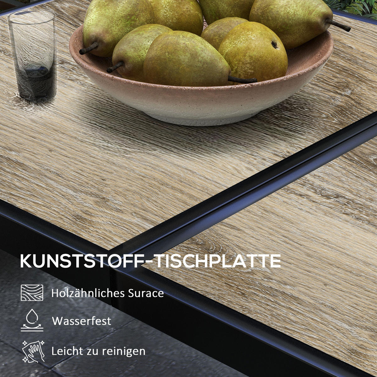 GARTENTISCH, Bistrotisch, Grau, Stahl - Grau, Kunststoff/Metall (145/85/72cm) - Outsunny