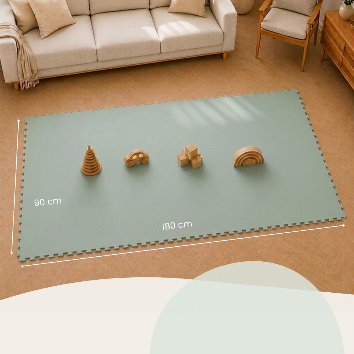SPIELMATTE ab Null - 180/90/1 cm Puzzlematte Mint - Mintgrün, Kunststoff (30/30cm) - Littletom