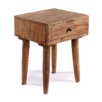 BEISTELLTISCH Sleek 50 Mahagoni Holz, mit Schublade naturfarben - Braun, Holz (35/40/50cm) - CREEDWOOD