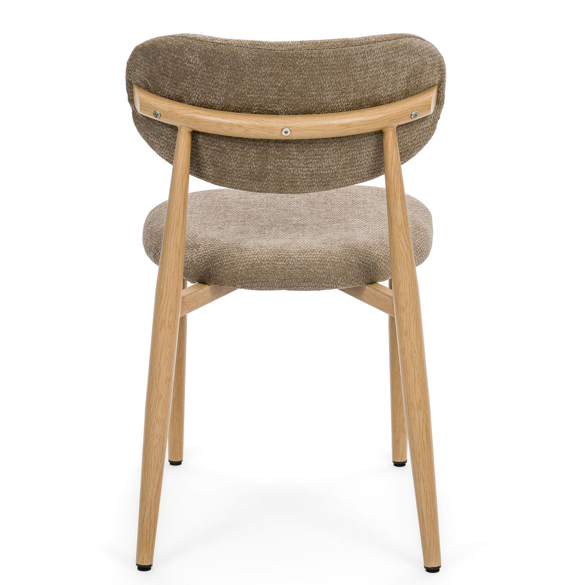 STUHL ALMO gepolstert Beine in Holzoptik - beige - Chenille - Hellbraun/Eichefarben, Textil/Metall (47/77/54cm) - NEW HOME