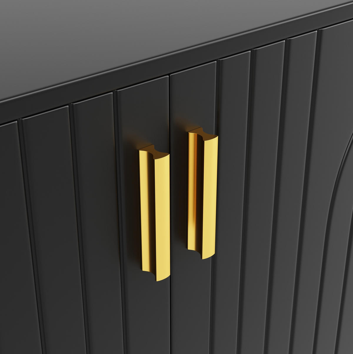 SIDEBOARD mit Stauraum 152 x 40 x 75 cm MDF Schwarz - Schwarz, Holzwerkstoff (152/75/40cm) - Meubliv