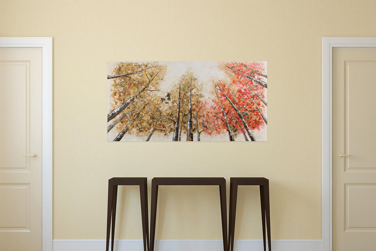 ÖLGEMÄLDE 140/70 cm - Gelb/Rot, Holz/Textil (140/70cm) - KUNSTLOFT