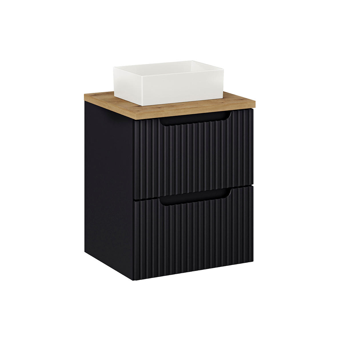 WASCHTISCH 50.4cm Riva Schwarz und Holz - Schwarz, Holzwerkstoff (50.4/59/40cm) - Petits-meubles