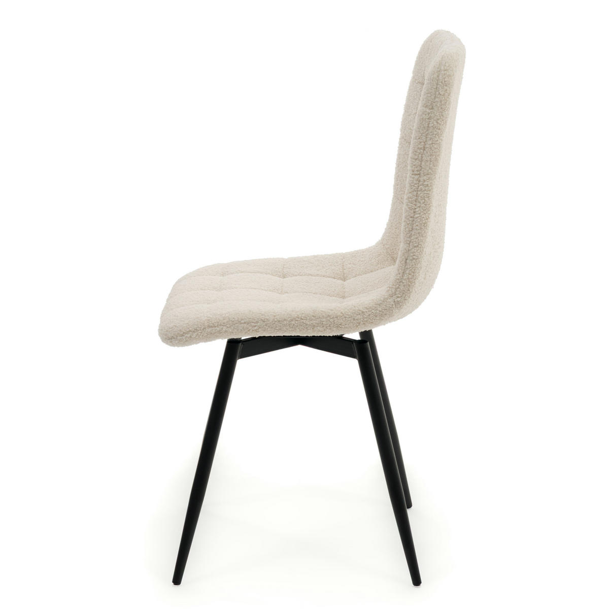 STUHL ARCO drehbar gepolstert mit Steppung - hellbeige - Boucle Teddy - Ecru/Schwarz, Textil/Metall (46/90/51cm) - NEW HOME