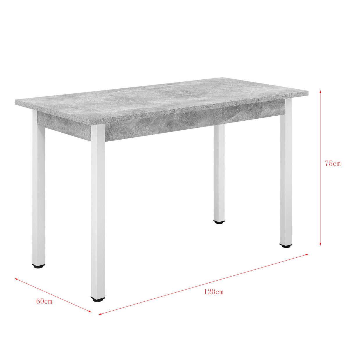 ESSTISCH Den Haag - Grau, Holzwerkstoff/Metall (60/120/75cm) - [en.casa]