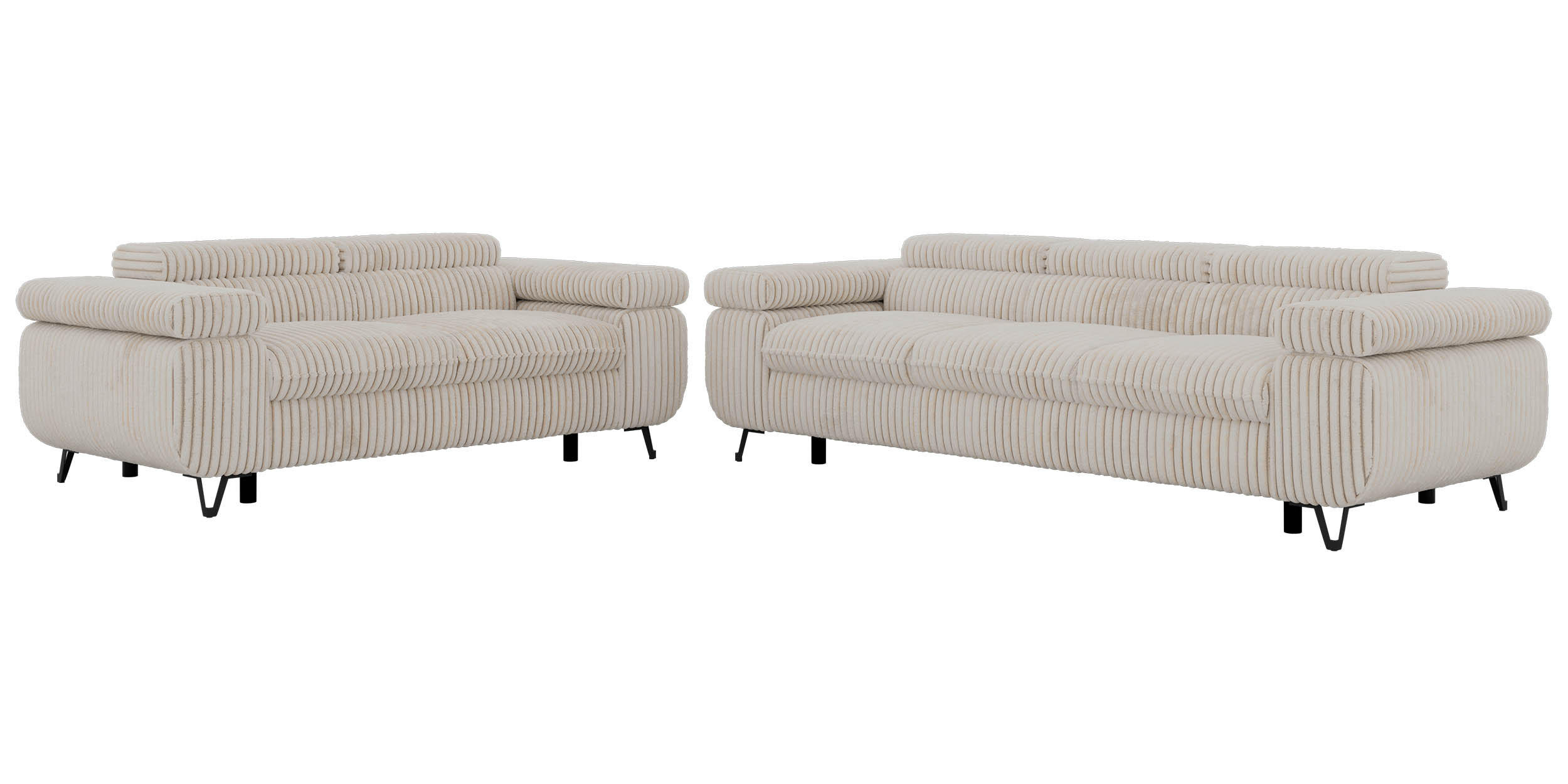 SEDACÍ SOUPRAVA PETER 2+3 - Béžová Manšestr - černá/krémová, kov/textil (262/76/99cm) - MKS