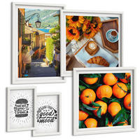 BILDER SET 5er Set - 50x50 cm & 20x30 cm & 40x60 cm Weißer Rahmen - Juicy Oranges Kitchen - Weiß, Kunststoff (40/60cm) - TULUP