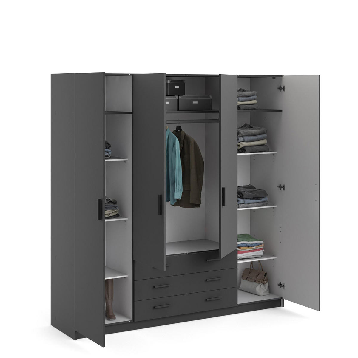 KLEIDERSCHRANK Grau - Grau, Holzwerkstoff (196/201/50cm) - ebuy24