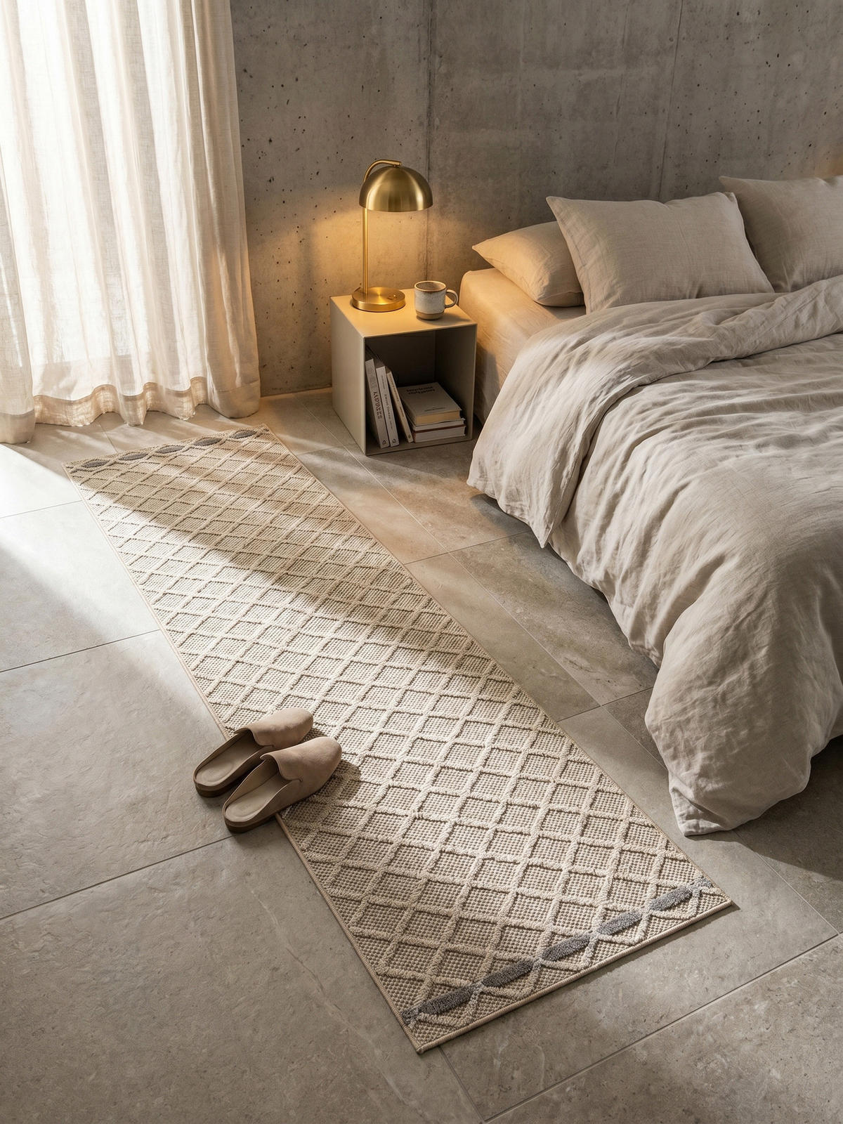 KÜCHENTEPPICH Raute Robust Waschbar Küche Balkon Strapazierfähig Läufer Beige 80x250 cm – IMST - Beige, Textil (80/250cm) - KADIMA DESIGN