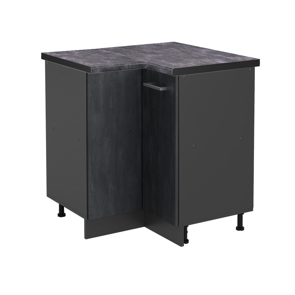 ECKUNTERSCHRANK R-Line Schwarz Beton 75.6 cm AP Anthrazit - Anthrazit/Schwarz, Holzwerkstoff (75.6/81.6/60cm) - Vicco