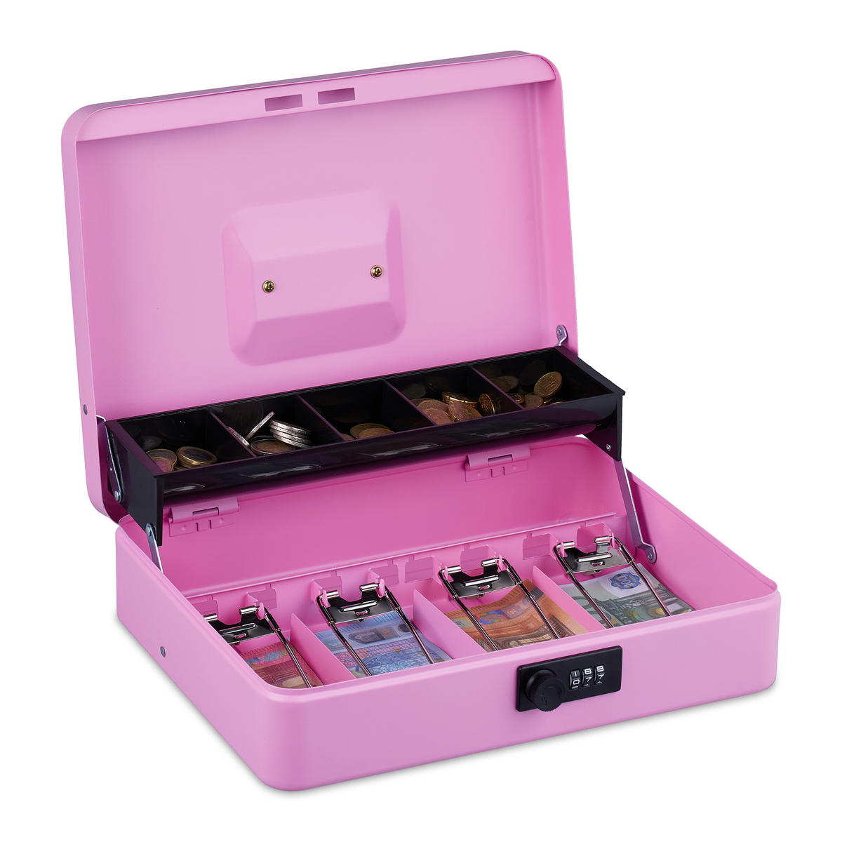 POKLADŇA - ružová, kov/plast (30.5/8.5/24.5cm) - Relaxdays