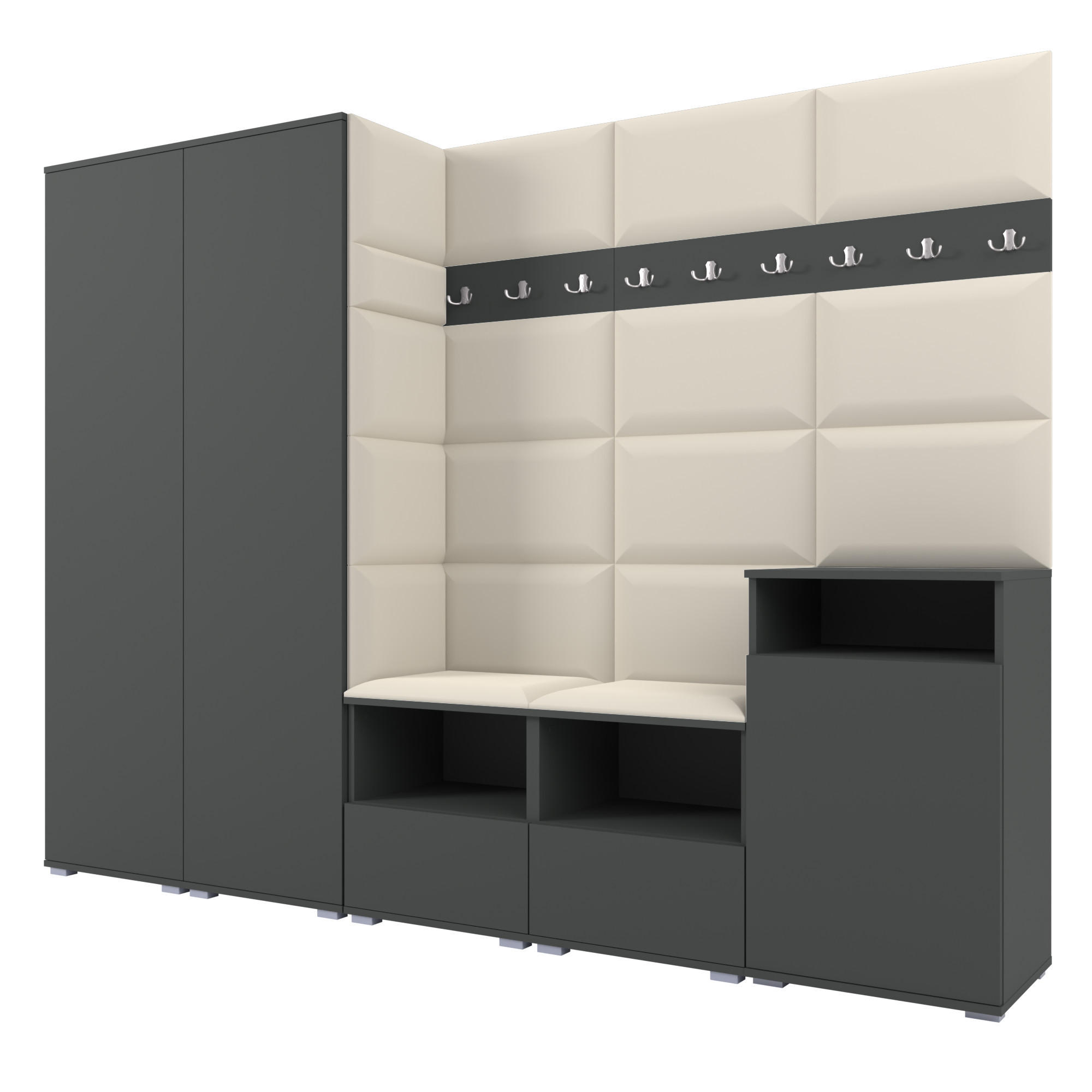 Ravio Garderobe Graphit, Creme 250x187x40 cm