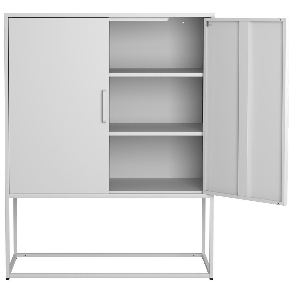 SIDEBOARD aus Stahl 40x85x109 cm Weiß mit Magnettüren, 2 Einlegeböden und Kippsicherung - Weiß, Metall (85/109/40cm) - Modfu