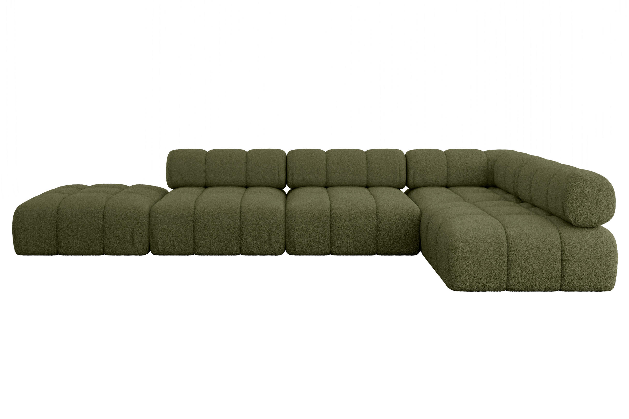 ECKSOFA modulares Sofa Favio-L2 - 380x190x70 cm Grün Bouclé - Grün, Holzwerkstoff/Textil (380/190cm) - ALTDECOR