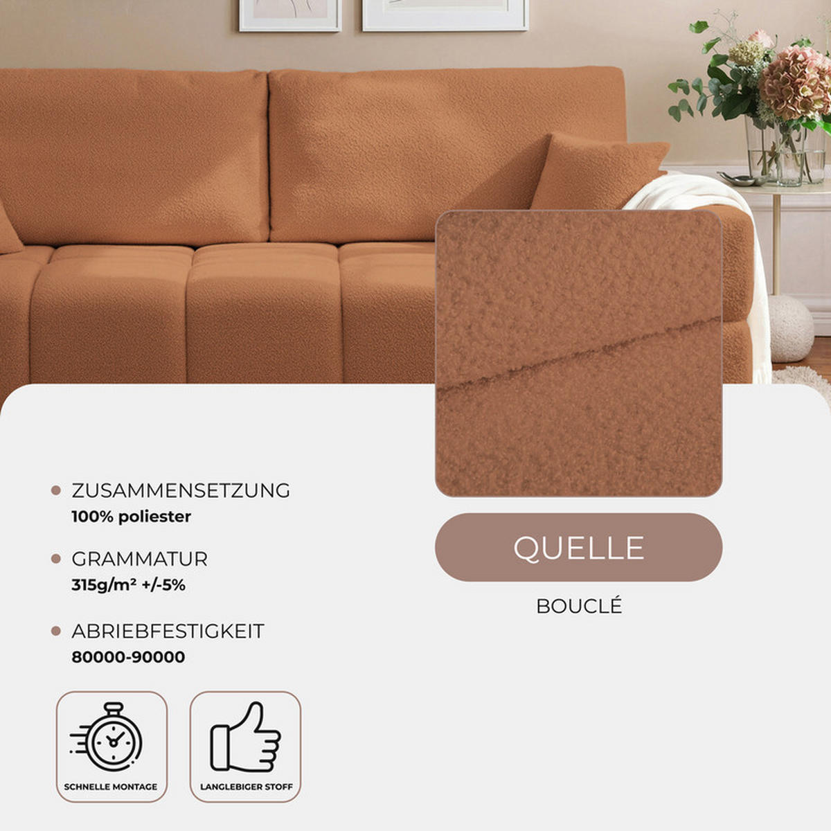 SCHLAFSOFA BUENO mit Bettkasten Orange - Orange, Holzwerkstoff/Kunststoff (245/85/93cm) - Idohome