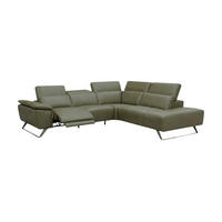 ECKSOFA Predator Echtleder mit 1 x Relaxfunktion Olivgrün - Olivgrün, Leder/Metall (270/230cm)