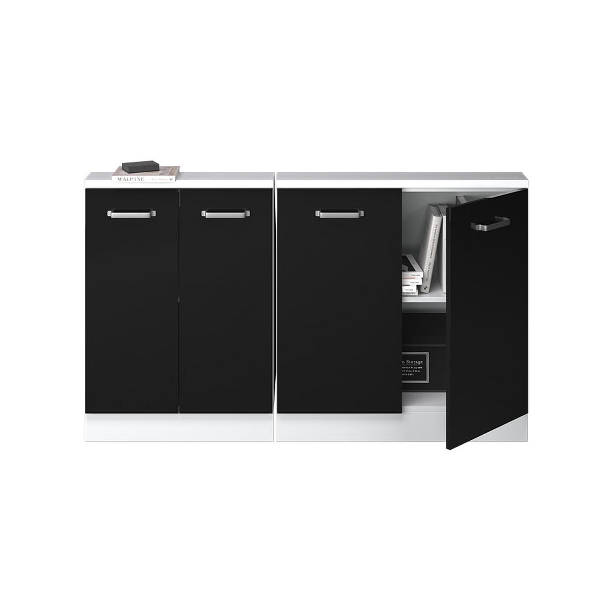 KUCHYŇSKÁ SKŘÍŇKA POD ŠIKMOU STŘECHU R-Line Černý vysoký lesk - bílá/černá, kompozitní dřevo (140/81.6/46cm) - Vicco