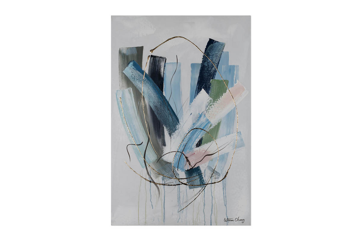 ACRYLBILD HANDGEMALT 60/90 cm - Blau/Grau, Holz/Textil (60/90cm) - KUNSTLOFT