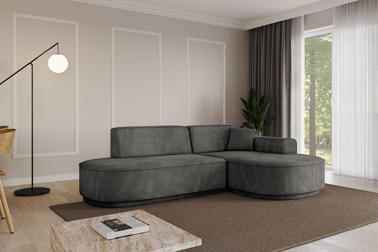 Thumbnail - Altdecor Ecksofa, Dunkelgrau, Textil, 3-Sitzer, 243x171 cm, Wohnzimmer, Sofas & Couches, Wohnlandschaften, Ecksofas